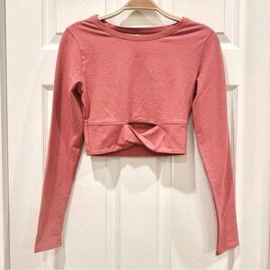 VS Rose Pink Twist-Front Mesh Back Cut-Out Sport Top